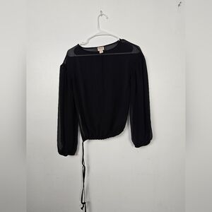 Black Sheer Long Sleeve Top